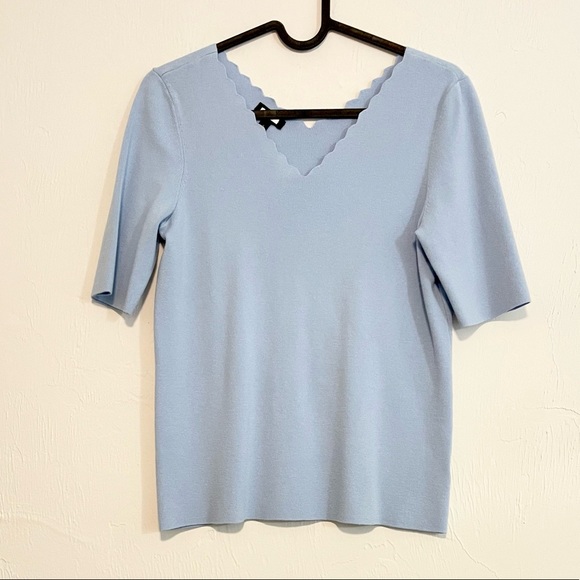 Talbots Sweaters - Pre-loved! TALBOTS Blue Scallop Neck Knit Top!